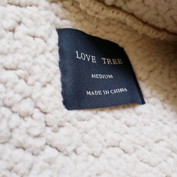 LOVE TREE Leather Shearing Open Vest - Picture 6 of 6